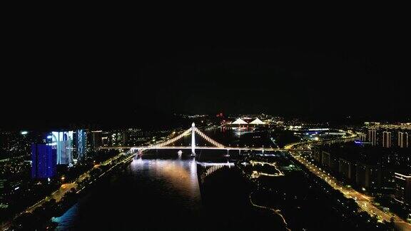 福建福州鼓山大桥夜景灯光航拍