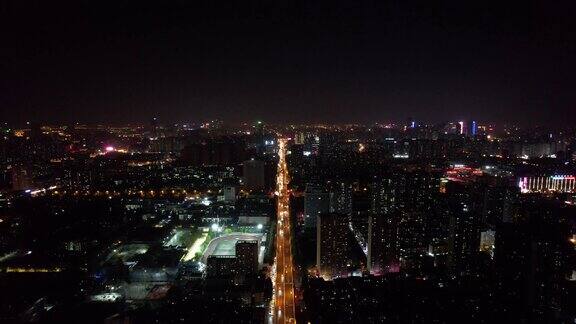 安徽合肥城市夜景交通灯光航拍