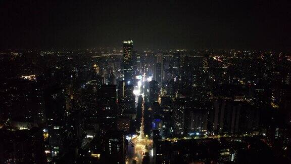 南京城市大景夜景灯光航拍