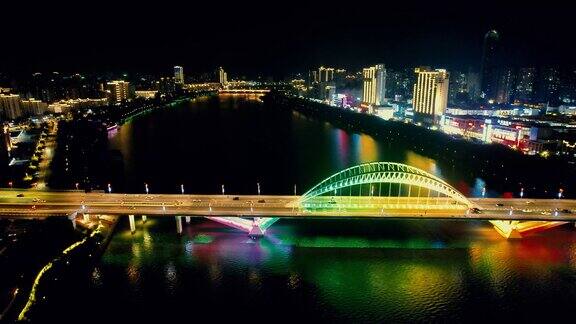 江西赣州章水大桥夜景航拍