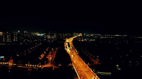 无锡蠡湖大桥夜景航拍