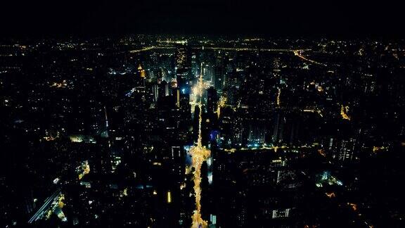 城市夜景灯光航拍江苏南京
