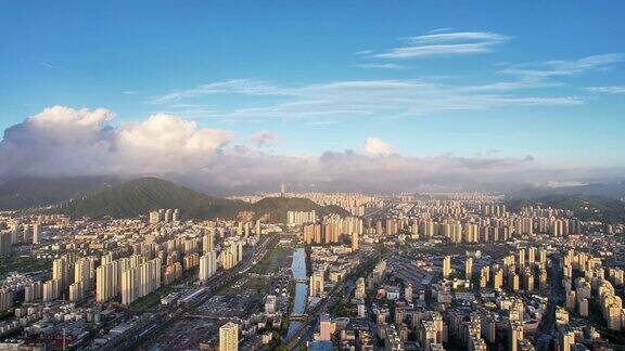 浙江温州城市清晨航拍