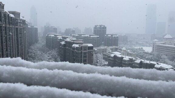 高清4K实拍城市雪景冬季大雪南方的雪
