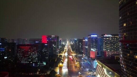 航拍四川成都天府大道交通夜景