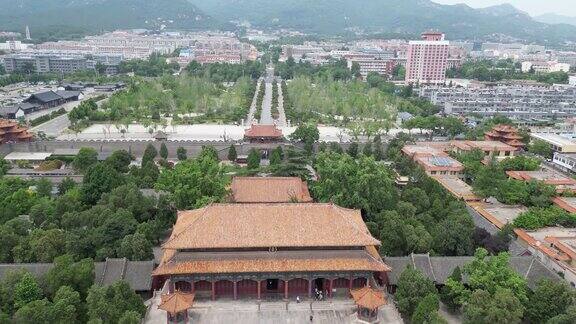 航拍山东泰安岱庙东岳庙