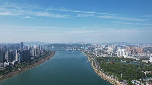 湖南株洲湘江两岸航拍