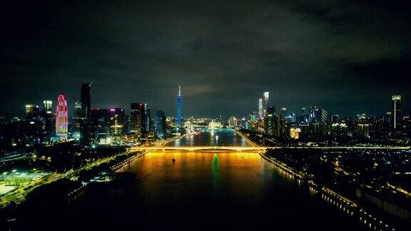 广州城市夜景航拍