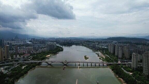 福建福州闽江桥梁航拍