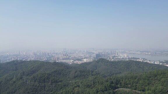 航拍广东江门城市建设江门地标