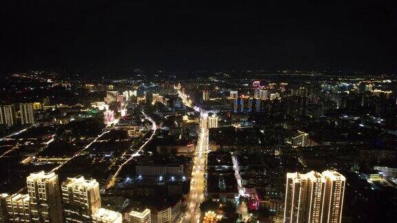 福建漳州城市夜景灯光航拍