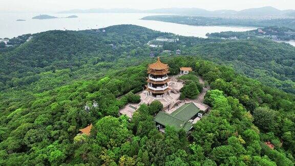 无锡太湖鼋头渚风景区舒天阁航拍