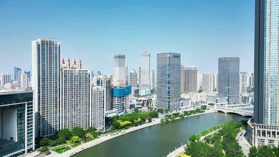 天津海河两岸高楼建筑航拍