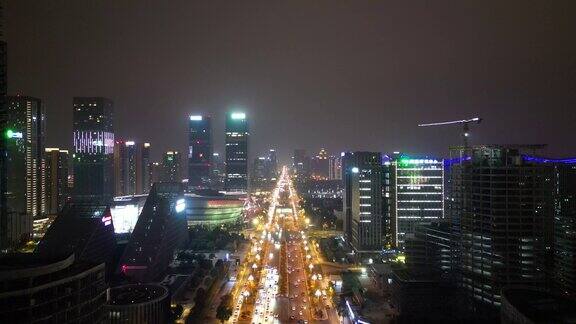 航拍成都天府新城天府大道交通夜景