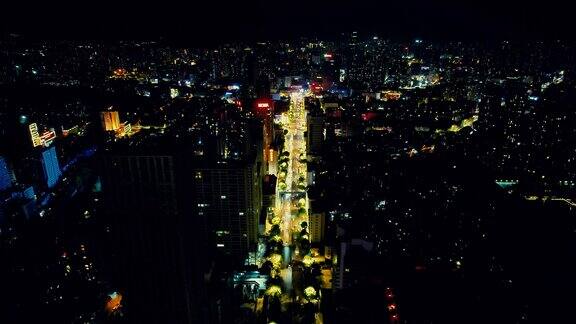 昆明城市夜景交通航拍