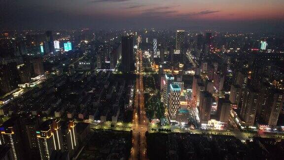 山东日照城市夜景灯光航拍