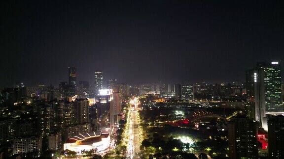 航拍广东惠州城市夜景