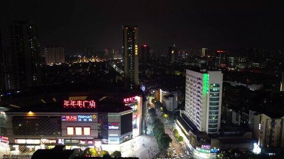 航拍广西钦州城市夜景