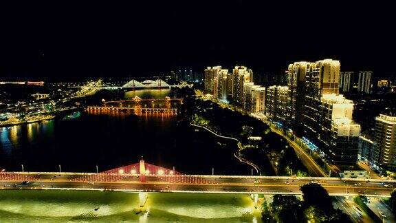 福建漳州战备大桥夜景航拍