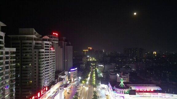 航拍广西北海北部湾广场商圈夜景