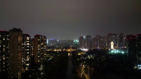 航拍四川成都大景成都夜景