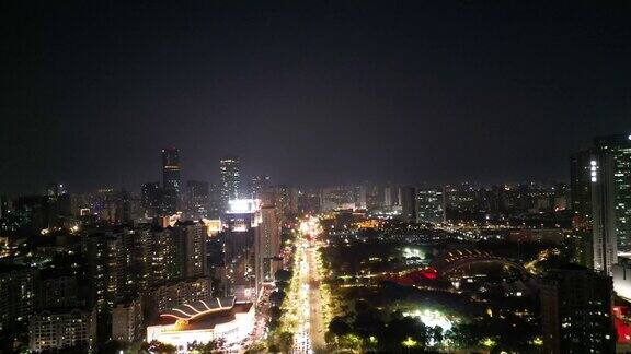 航拍广东惠州城市夜景
