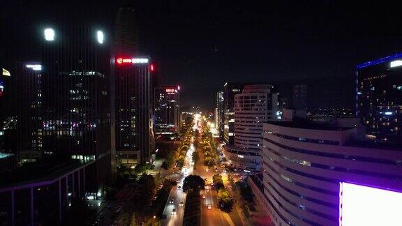 浙江台州夜景交通航拍 