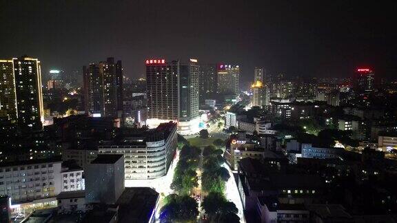 航拍广西钦州城市夜景