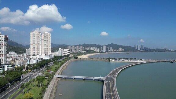 航拍广东珠海地标珠海城市风光