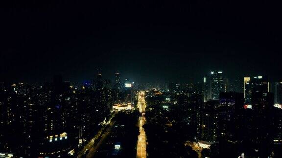 广东惠州城市夜景交通航拍