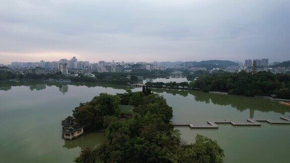 广东惠州西湖清晨风光航拍