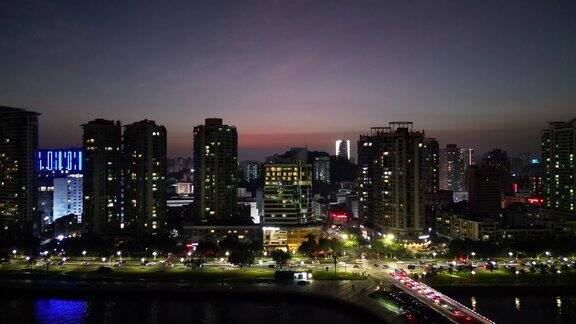 航拍珠海城市夜景
