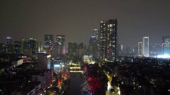 航拍四川成都城市夜景
