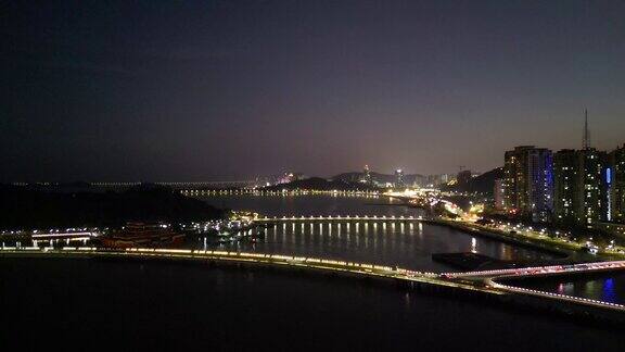 航拍珠海城市夜景