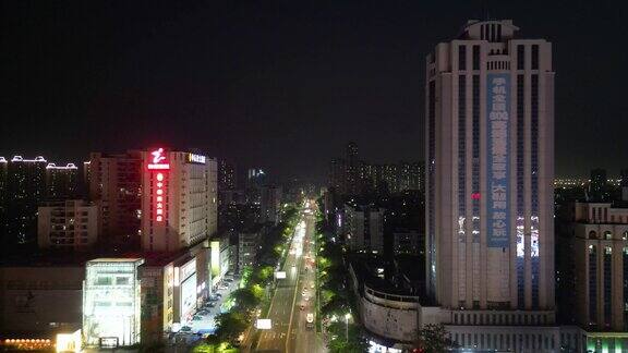 航拍湛江城市夜景