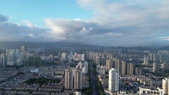 航拍温州鹿城区城市天际线