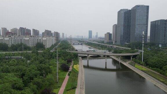 航拍河南郑州城市建设