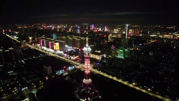 石家庄城市夜景灯光航拍