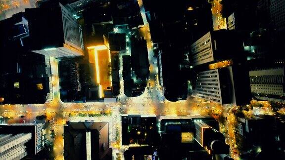 俯拍城市街道交通夜景