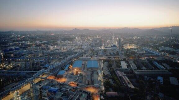 中国石油工厂/延时航拍/夜景石油工厂航拍