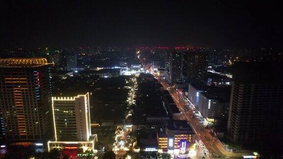 航拍河北邯郸城市夜景风光