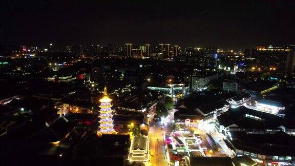 航拍江苏无锡城市夜景风光