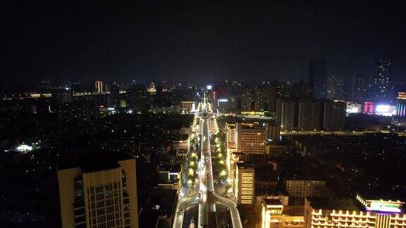 江西南昌城市夜景交通航拍