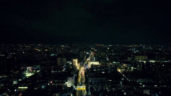 东莞城市夜景拥堵交通航拍