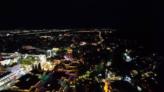 航拍云南丽江古城夜景