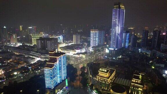 航拍广西南宁大景南宁夜景 