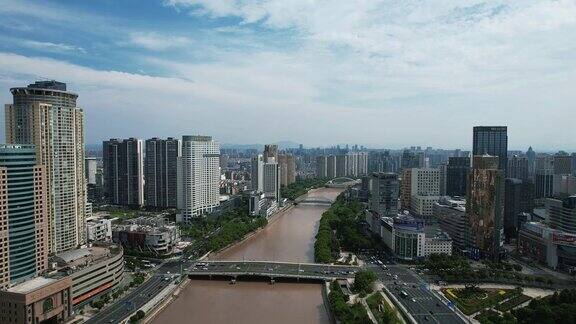 浙江宁波奉化江两岸高楼建筑航拍