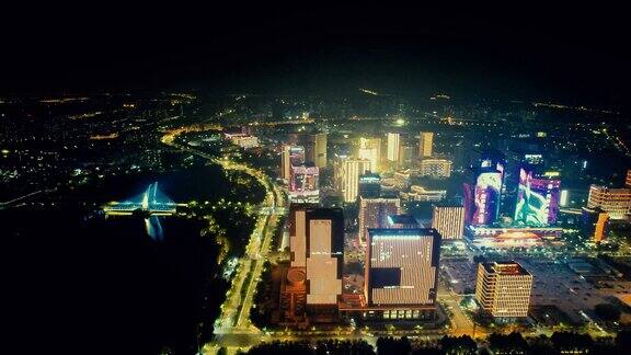 郑州龙子湖金融中心夜景航拍