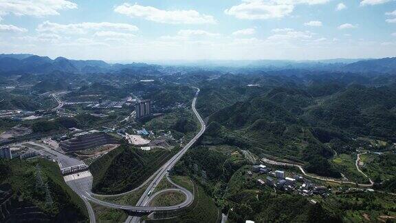 贵州高山山川蓝天白云航拍