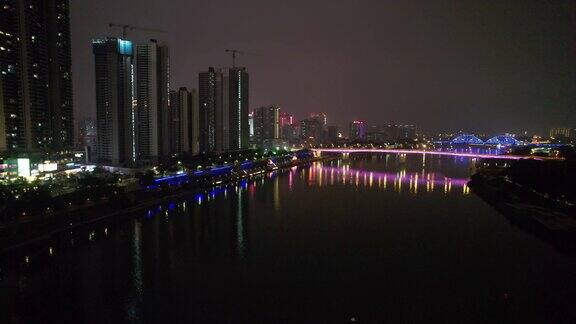 航拍广西南宁大景南宁夜景